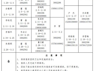 管家婆免费期期精准大全（相山校区）学校党政办公室2018年寒假值班表