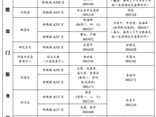 滨湖校区职能部门服务信息一览表