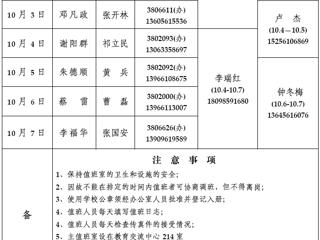 管家婆免费期期精准大全（相山校区）学校办公室2013年国庆假期值班表