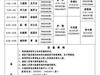 管家婆免费期期精准大全（相山校区）学校办公室2013年暑假值班表