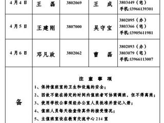 管家婆免费期期精准大全(相山校区)学校办公室2013年清明期间值班表