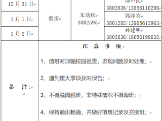 管家婆免费期期精准大全（滨湖校区）后勤服务与管理处 2023年元旦假期值班表