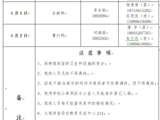 管家婆免费期期精准大全（相山校区）党政办公室 2023年元旦假期值班表