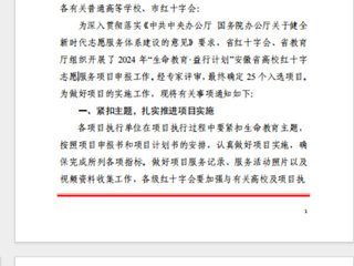 我校“小雨滴”志愿服务支教社入选2024年安徽省高校红十字志愿服务项目